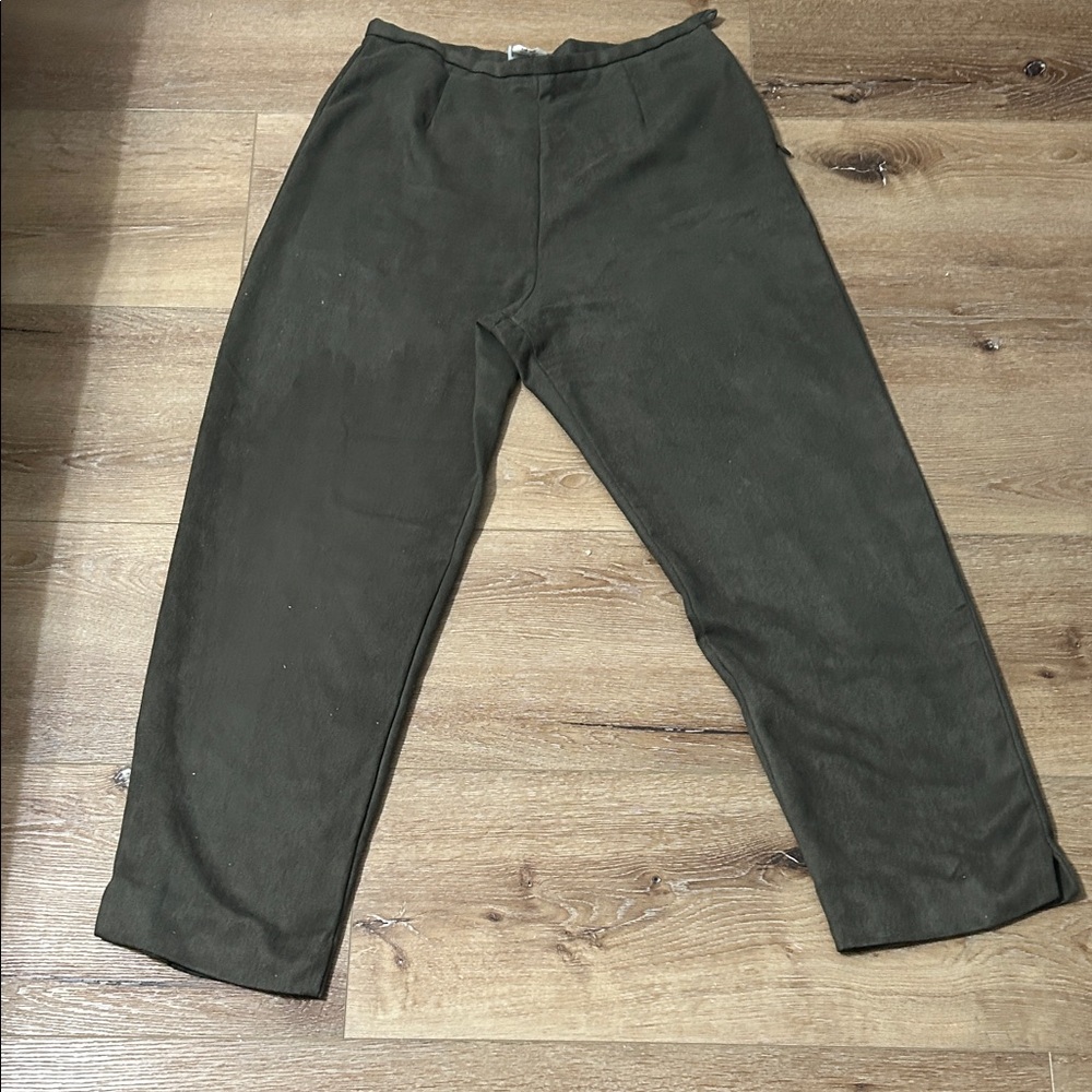 Vintage Clio Women's Olive Green Suede Trousers